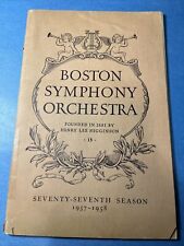 BOSTON SYMPHONY ORCHESTRA 77th Season 1957-1958 CONCERT BULLETIN PROGRAM Names picture