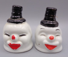 Vintage Clown Bell White Face Stovepipe Hat Circus Porcelain Lot of 2 picture