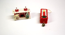 (2) Vintage Handmade 3D Plastic Canvas Ornament Christmas Bottle Brush Fireplace picture