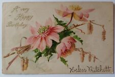 A Very Happy Birthday Greetings Flower Divided Back Posted Antique Postcard 1907 picture