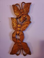 3 Butterflies hand-carved wooden figurine, wall hanging picture