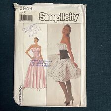 Simplicity 8949 Fancy Strapless Ruffle Dress Formal Party Prom Size 8 picture