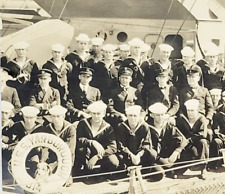 Rare 1922 Photo USS Yarborough DD-314 Warship Battleship Crew & Ship Pet Dog picture