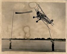 LG984 1948 Original Bill Stapleton Photo AIR RACE Plane Flying in Sky Over Field picture