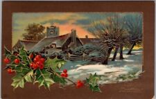 c1910s Dutch MERRY CHRISTMAS Postcard Church Scene 