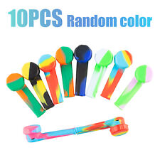 10x Mini 3.4'' Silicone Smoking Hand Pipe W/ Metal Bowl & Cap Lid Pocket Pipe US picture