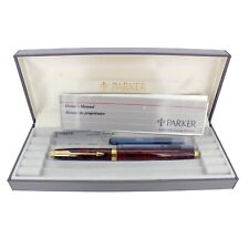 1982 PARKER 75 BROWN LAQUE 18K FINE NIB FOUNTAIN PEN NEVER INKED BOXED picture