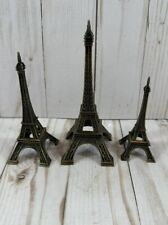 Lot of 3 Metal Eiffel Tower Statue Figures Various Sizes picture