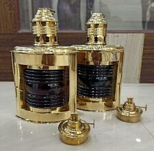 Set Of 2 Nautical Brass Ship Boat Light Lantern Decor Port & Starboard Lantern picture
