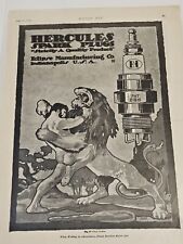 Vintage 1918 HERCULES Spark Plugs Car Motor Print Ad Art Lion picture