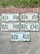 5 YAZOO CITY 1971 Mississippi COUNTY License Plate Car Truck Tag picture