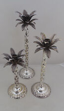 Andrea by Sadek Silver Plated 3 Tiered Palm Tree Candlesticks Candle Holders picture