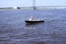 #SM20- d Vintage 35mm Slide Photo- Boat in Water by Bridge- Police?- 1977 picture