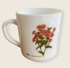ARCOPAL Milk Glass Coffee Mug Floral Phlox drummondii Aster Amellus Vintage picture