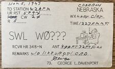 QSL Card - Chadron Nebraska  George L. Davenport  SQL W0??? 1947 picture