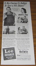 1941 Vintage Ad Lee Overalls Made of Genuine Jelt Denim picture