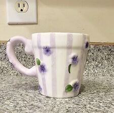 Lady Jayne Ltd. 2003 Flower Pot Mug Cup Purple Stripes Flowers Collectible  picture