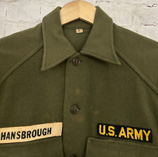 Vintage US Army Green Wool Field Shirt Mens Small Patches USATC Armor Ironsides picture