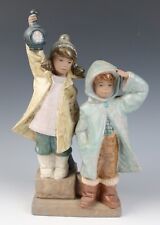 MINT Lladro Gres Children with Lantern Figurine AHOY THERE Nautical Seaside 2173 picture