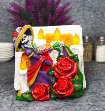 Sugar Skull Day Of The Dead Gothic Rose Lady Catrina Napkin Holder Figurine picture