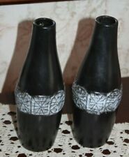 MCM National Potteries Co. Cleveland Mid Century vase pair black rare Japan NOS picture