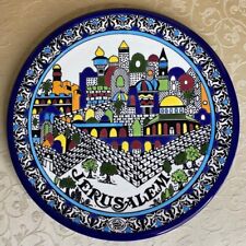 Jerusalem City Walls and Old City View Colorful Ceramic Plate picture