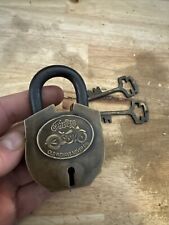 Indian Motorcycle Padlock Lock x2 Keys Set Patina Fatboy Collector SOLID BRASS picture