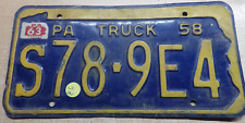 VINTAGE 1958 PENNSYLVANIA LICENSE PLATE TRUCK S78-9E4 picture