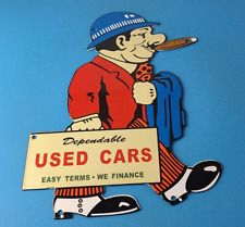 Vintage Chevrolet Sign - Porcelain Used Cars Cigar Sales Man Gas Pump Sign picture