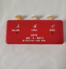 Super Add-A-Matic Vintage Calculator Japan Money Dollars Dimes Cents Red & White picture