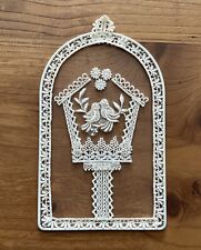 VTG Arch Lace Window Wall Hanging Love Birds Cage Cottagecore Metal Frame Decor picture