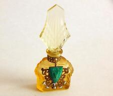 Small Czech or Austrian Filigree Perfume Green Shield Like Stone w Tiny Pearls picture