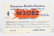 1948 Amateur Ham Radio QSL Card Philadelphia PA W3OBZ James Peck picture