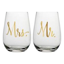 Wine Glass Set Mr. and Mrs. Size 3.5in x 5in H, 20 oz / set of 2 Pack of 6 picture