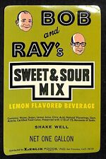 Bob and Ray Sweet & Sour Mix Paper Soda Label Leslie Foods c1965-70 Scarce picture