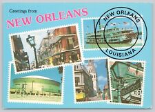 Greetings from New Orleans LA Louisiana Multiview Stamps Theme 4x6 Postcard picture