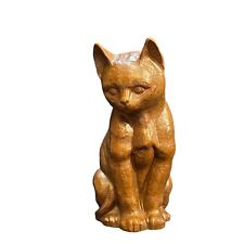 Vintage Red Mill Sitting Cat Figurine Composite Crushed Pecan 6” 1985 Perfect picture
