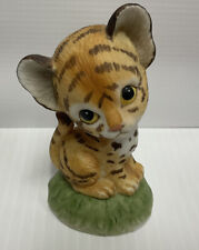 Vintage Lefton 1986 Hand Painted Bisque Porcelain Tiger Cub Figurine 4” 05419 picture