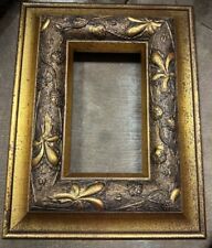 Vtg  MINATURE Wood & Gesso PAINTING Art FRAME Picture Sz 4.25 X6.75” Ornate picture