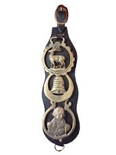 Vintage Brass Leather Strap Horse Medallion Admiral Nelson Navy 1805 Harness  picture