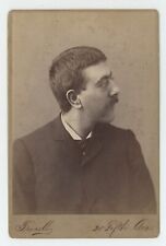 Antique c1880s Cabinet Card Profile of Large Man with Mustache Pittsburgh, PA picture