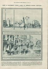 Antique B&W Photographic Print Hotel Du Nord Louvain Wreckage London News 1914 picture