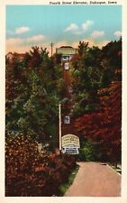 Postcard IA Dubuque Iowa Fourth Street Elevator Unposted Linen Vintage PC G7919 picture