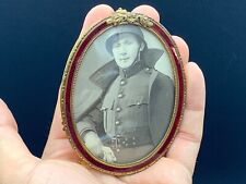 Antique Guilloche Enamel Gilt CDV Miniature Picture Photo Frame Fireman Portrait picture