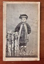 1860s CDV Photo ~ Little Boy Wearing Long Winter Scarf & Hat Ohio picture