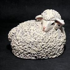 Vtg Ceramic Sheep Lamb Art Pottery Figurine with bow ESC Trading Co. picture