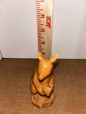 VINTAGE Hand Carved Wooden Kangaroo With Baby Joey ~ Approx. 3 1/2 “ Tall picture
