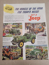 VTG 1946 Orig Magazine Ad JEEP The Vehicle of The Hours For Today's Needs  picture