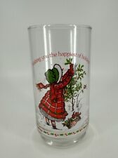 Vtg Christmas Holly Hobbie Glass Coca Cola Wishing Happiest Of Holidays 1978 picture