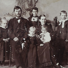 Creepy Haunting Family Photo Cabinet Card c1885 Antique Urbana OH Campbell E589 picture